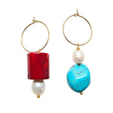 Turquoise Pearl Hoop Earrings Noah