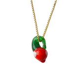 Pearl Murano Glass Strawberry Necklace